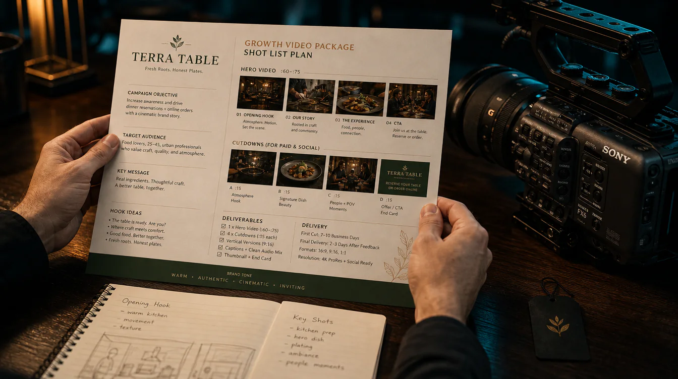 Growth Video Package supporting image showing growth video shot list for Sinai Media clients in Woodstock and the Atlanta area.